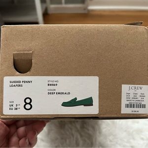 J.Crew Sueded Penny Loafers size 8 color Deep Emerald